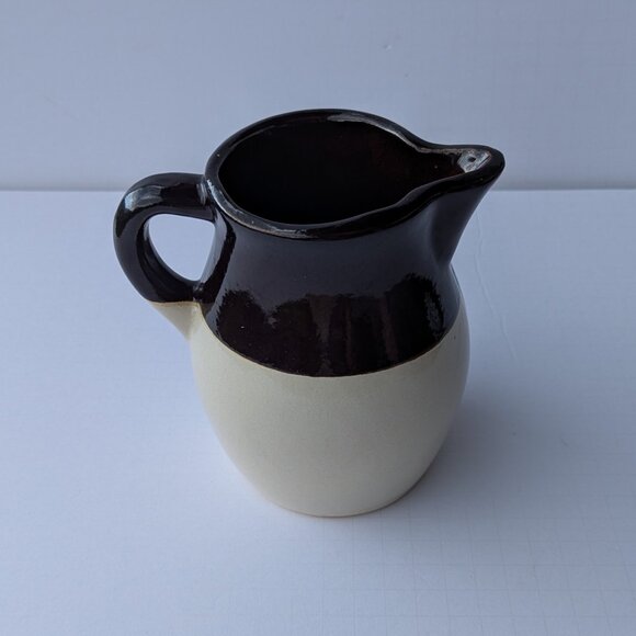 Vintage Roseville Pottery Pitcher Jug  6" Dark Brown and Cream RRP Co USA - Picture 3 of 16
